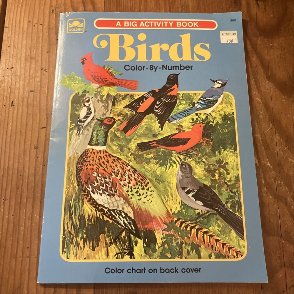 Vintage Golden Book Color by Number Birds 1977 Big Activity Book Never Used